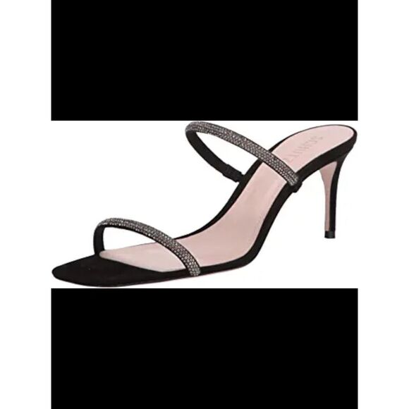 SCHUTZ Womens Black Taleen Toe Stiletto Slip On Leather Slide Sandals 7.5 B - Picture 1 of 1